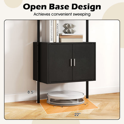 72.5 Inch Tall Bookshelf with Cabinet Anti-Tipping Kits and Metal Frame, Black Bookcases at Gallery Canada