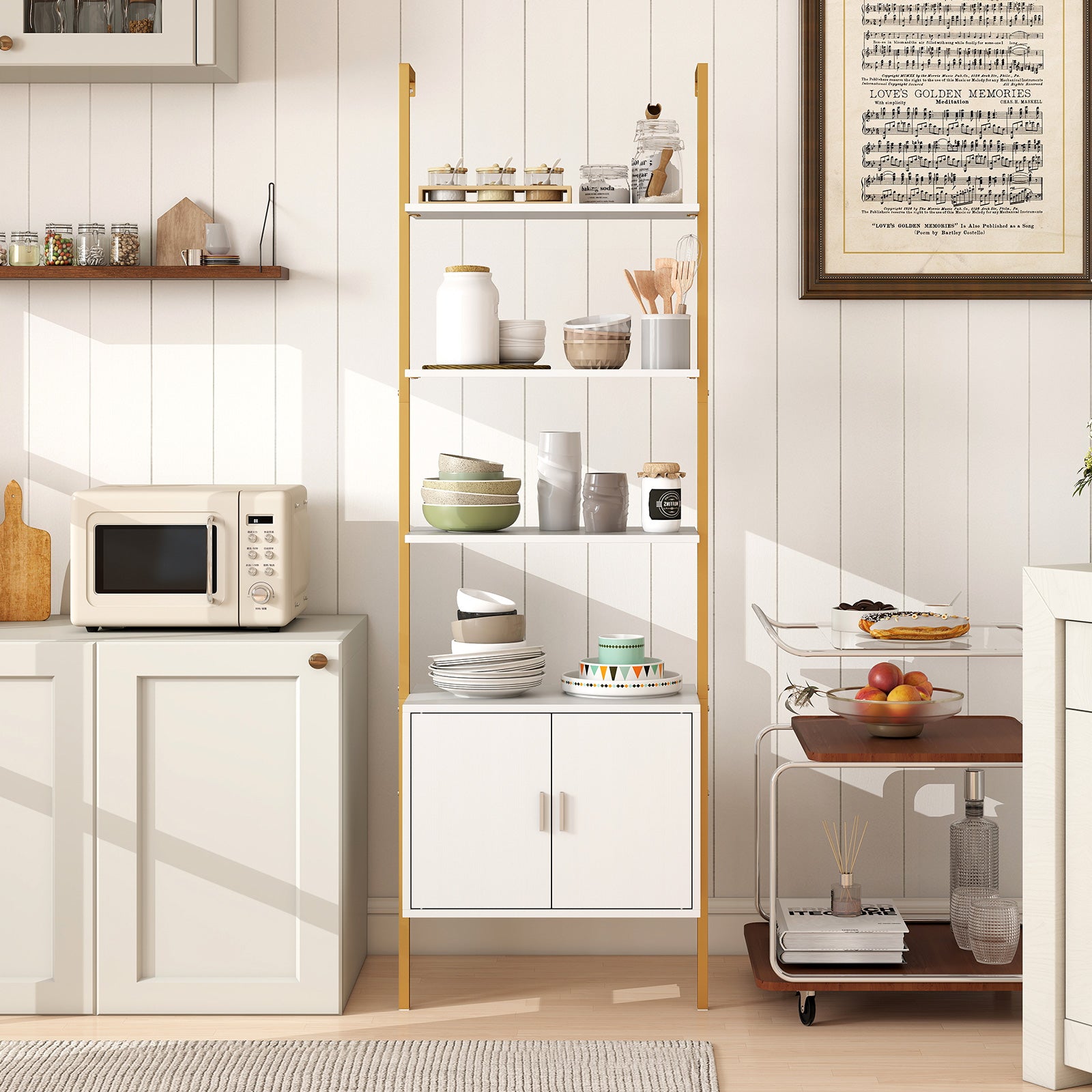 72.5 Inch Tall Bookshelf with Cabinet Anti-Tipping Kits and Metal Frame, White Bookcases at Gallery Canada