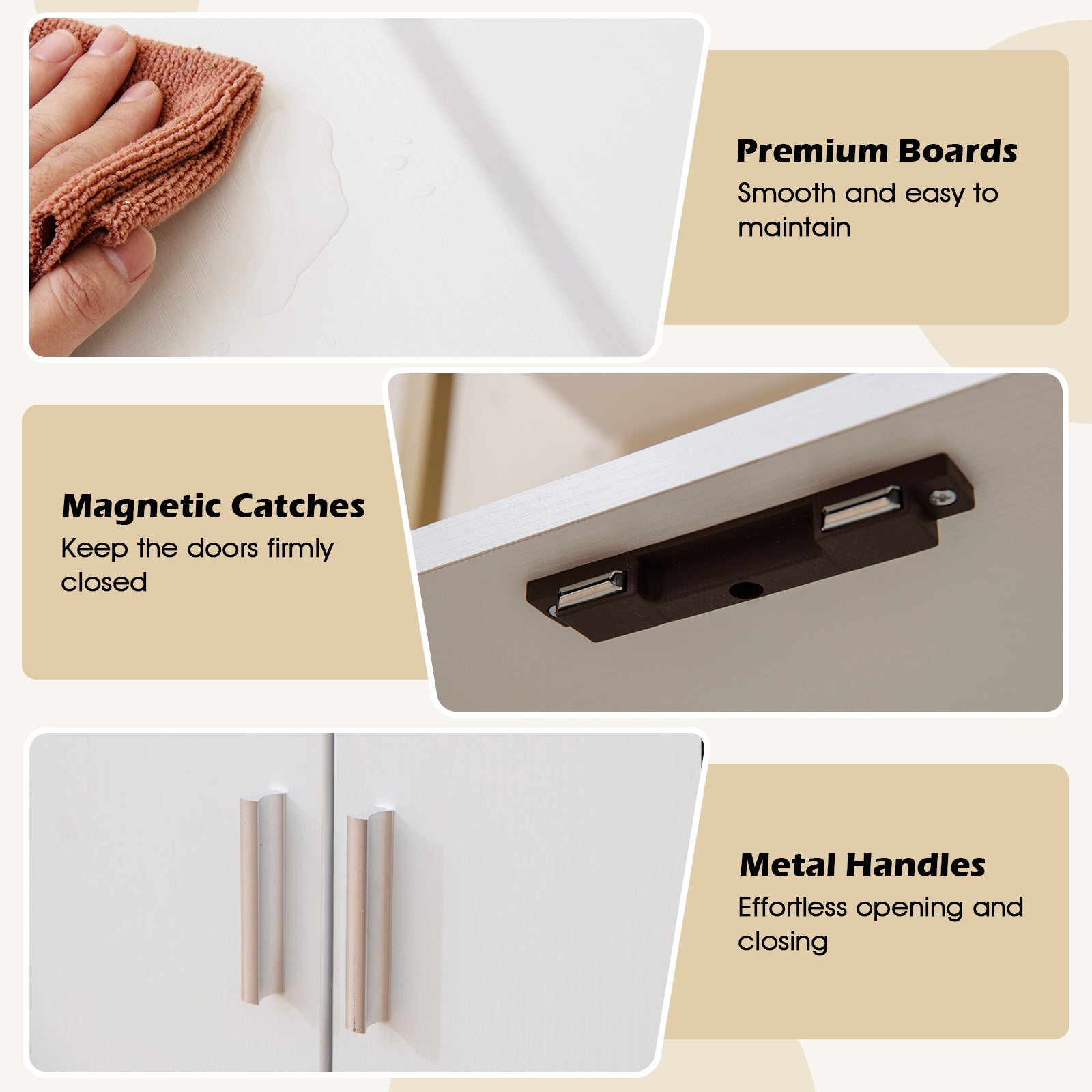 72.5 Inch Tall Bookshelf with Cabinet Anti-Tipping Kits and Metal Frame, White Bookcases at Gallery Canada