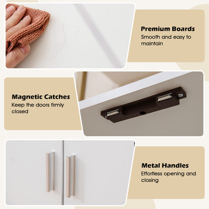 72.5 Inch Tall Bookshelf with Cabinet Anti-Tipping Kits and Metal Frame, White Bookcases at Gallery Canada