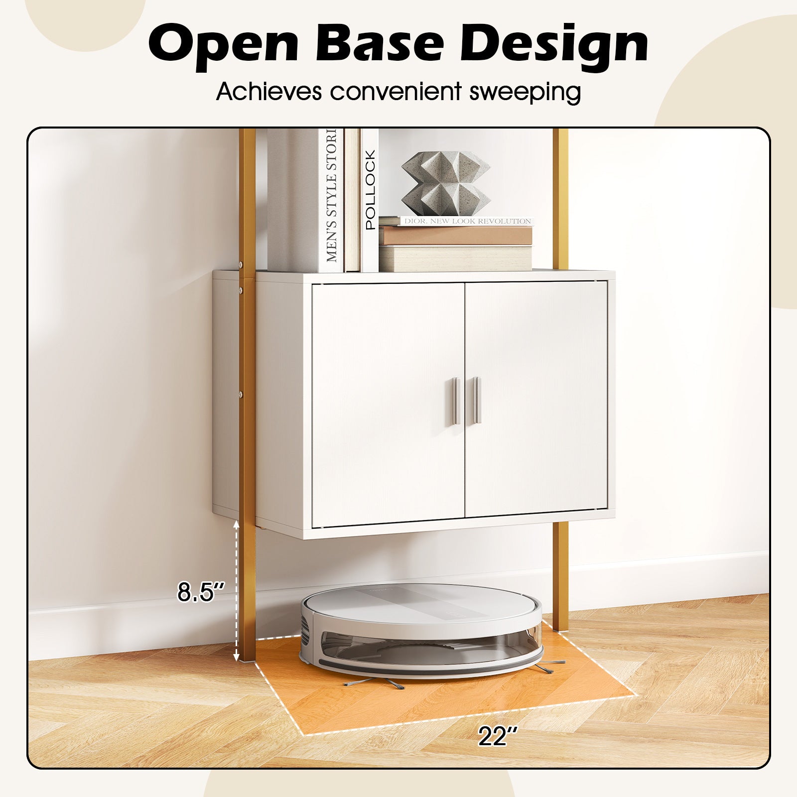 72.5 Inch Tall Bookshelf with Cabinet Anti-Tipping Kits and Metal Frame, White Bookcases at Gallery Canada