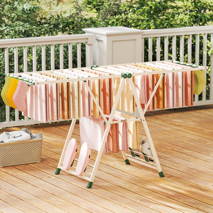 72.5 Inches Clothes Drying Rack with Height Adjustable Wings, Beige Drying Racks at Gallery Canada