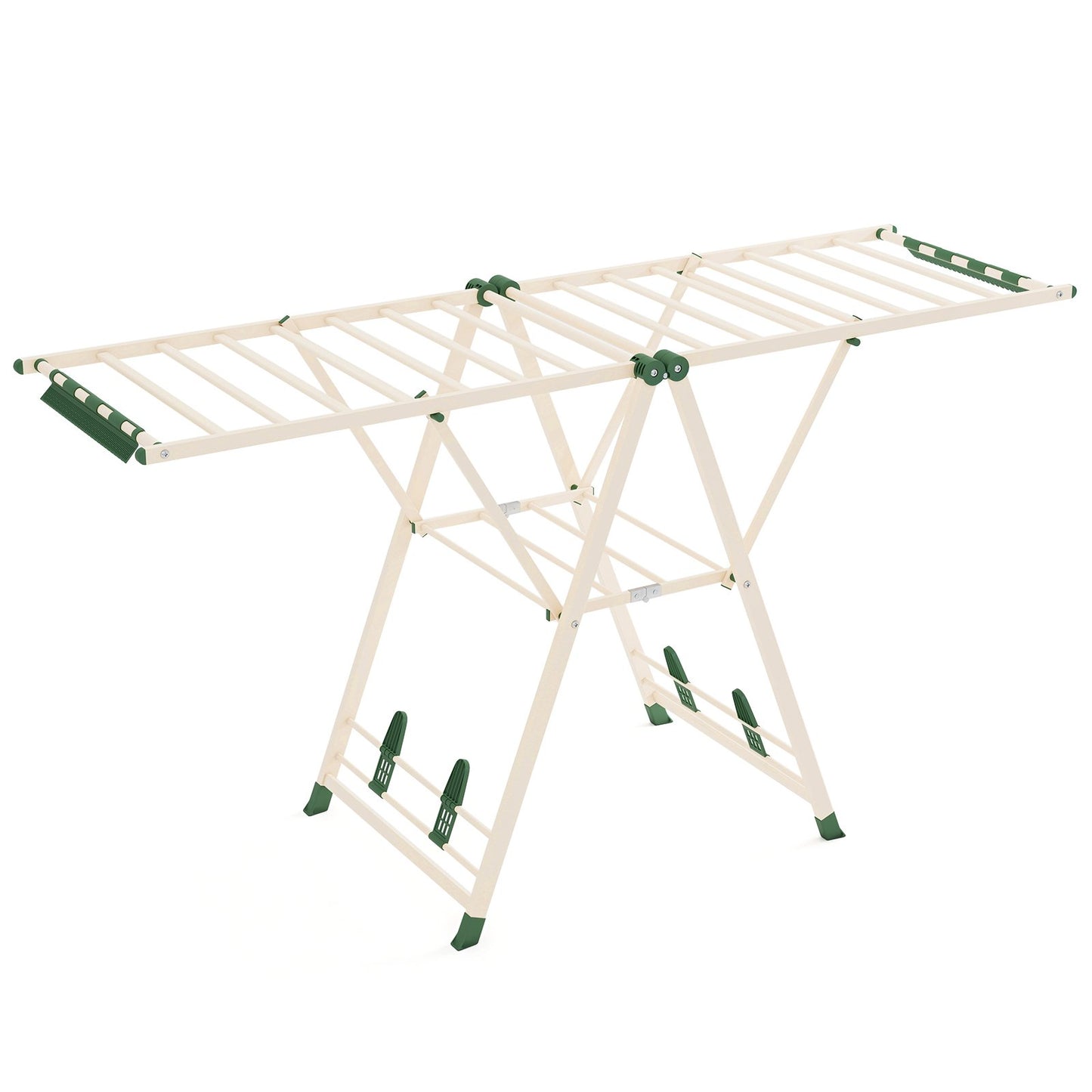 72.5 Inches Clothes Drying Rack with Height Adjustable Wings, Beige Drying Racks Beige at Gallery Canada