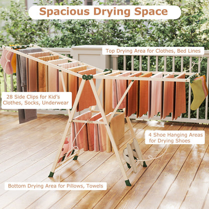 72.5 Inches Clothes Drying Rack with Height Adjustable Wings, Beige Drying Racks at Gallery Canada