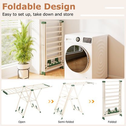 72.5 Inches Clothes Drying Rack with Height Adjustable Wings, Beige Drying Racks at Gallery Canada