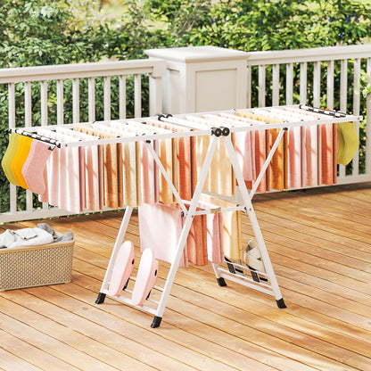 72.5 Inches Clothes Drying Rack with Height Adjustable Wings, White Drying Racks at Gallery Canada