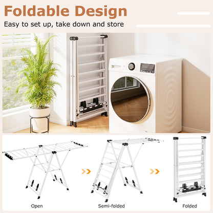 72.5 Inches Clothes Drying Rack with Height Adjustable Wings, White Drying Racks at Gallery Canada