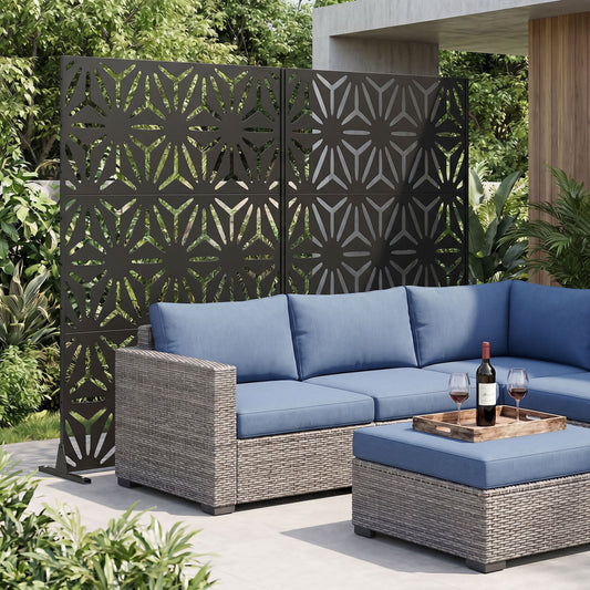 72"H x 48"W Freestanding Fence Panel with Stand and Expansion Bolts, Black Room Dividers Black at Gallery Canada