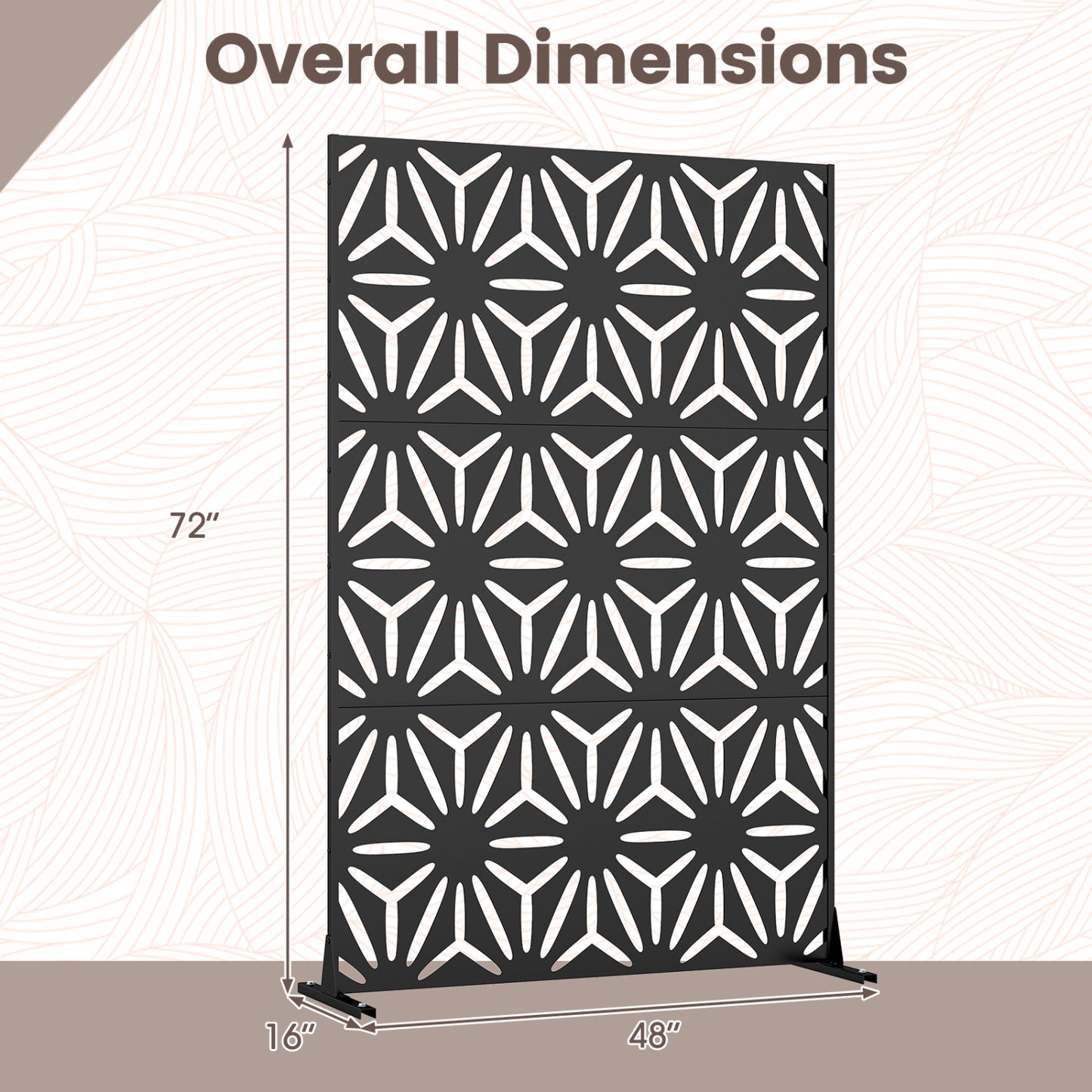 72"H x 48"W Freestanding Fence Panel with Stand and Expansion Bolts, Black Room Dividers at Gallery Canada