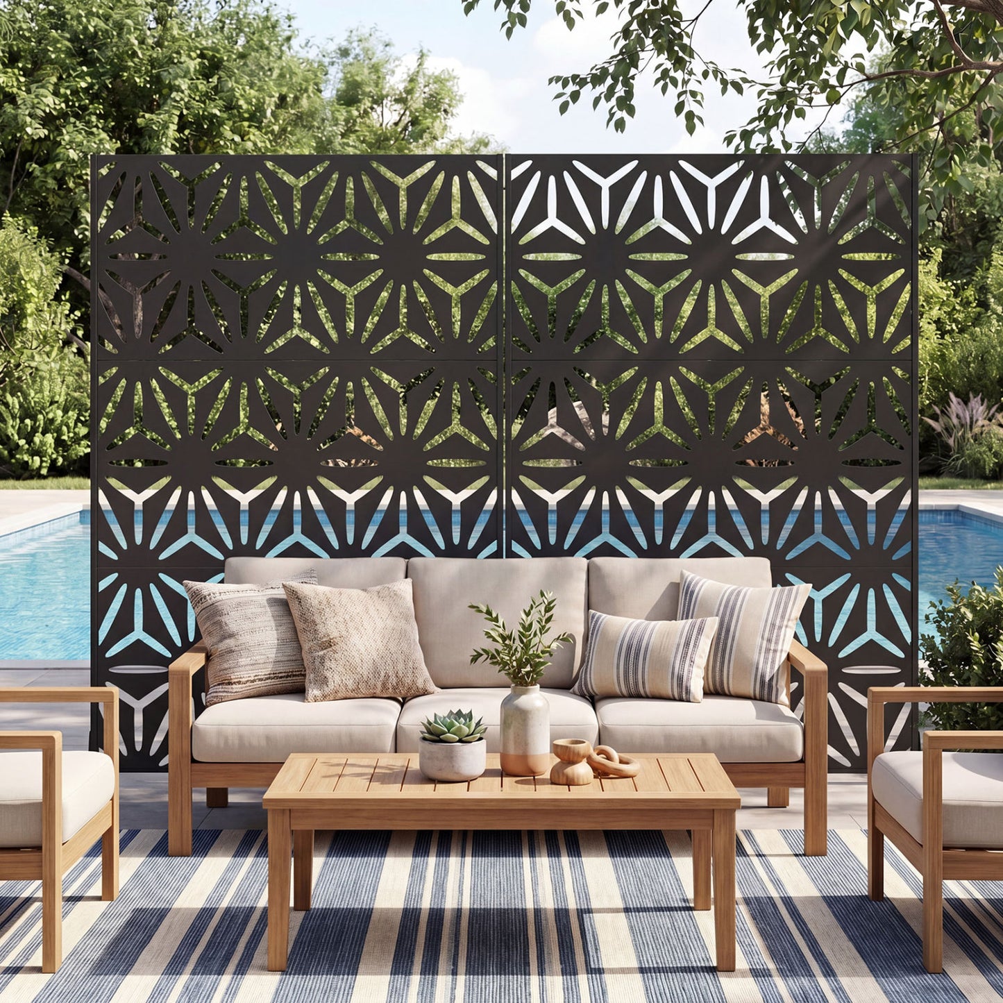 72"H x 48"W Freestanding Fence Panel with Stand and Expansion Bolts, Black Room Dividers at Gallery Canada