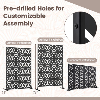 72"H x 48"W Freestanding Fence Panel with Stand and Expansion Bolts, Black Room Dividers at Gallery Canada