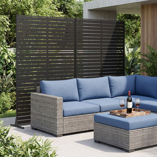 72"H x 48"W Outdoor Decorative Divider Screen with Stand and Expansion Bolts, Black Room Dividers Black at Gallery Canada