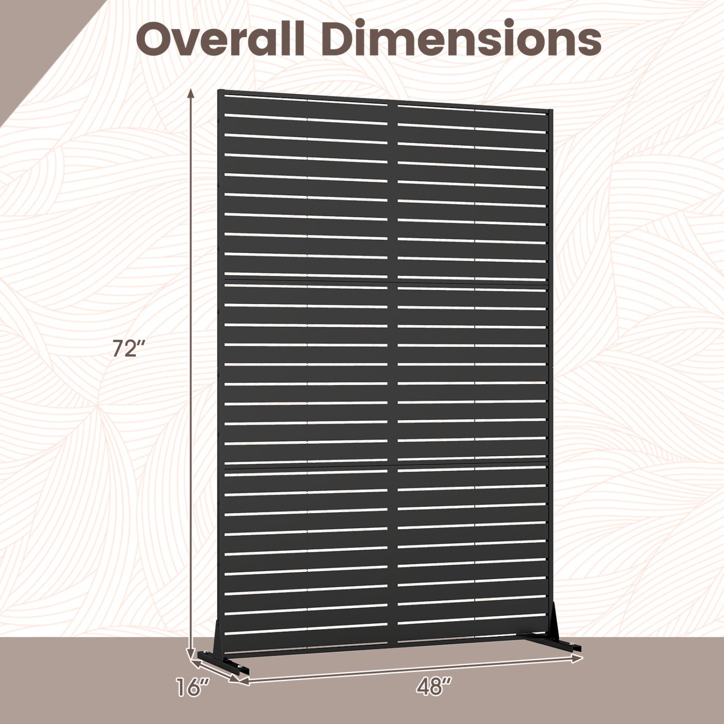 72"H x 48"W Outdoor Decorative Divider Screen with Stand and Expansion Bolts, Black Room Dividers at Gallery Canada