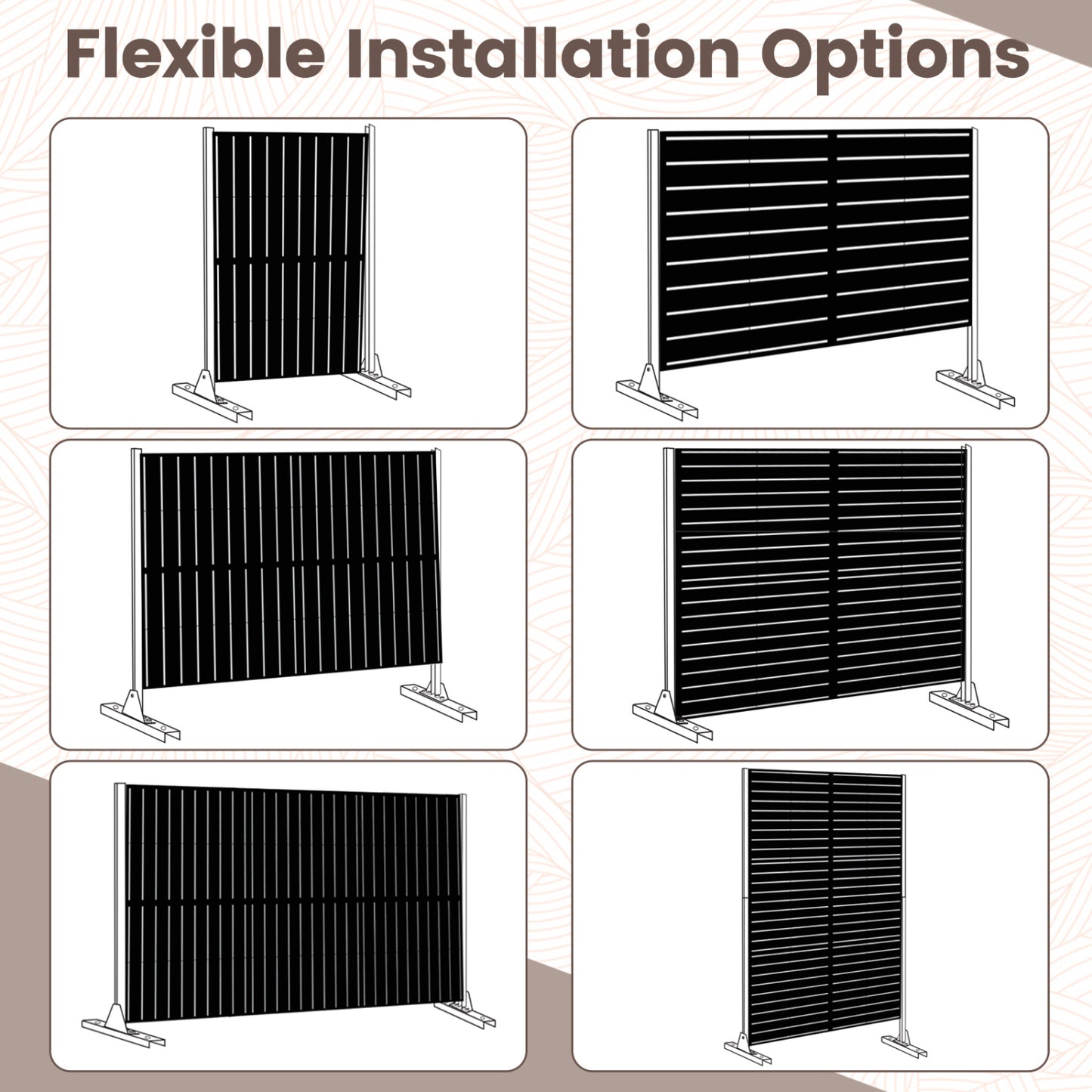 72"H x 48"W Outdoor Decorative Divider Screen with Stand and Expansion Bolts, Black Room Dividers at Gallery Canada