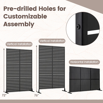 72"H x 48"W Outdoor Decorative Divider Screen with Stand and Expansion Bolts, Black Room Dividers at Gallery Canada