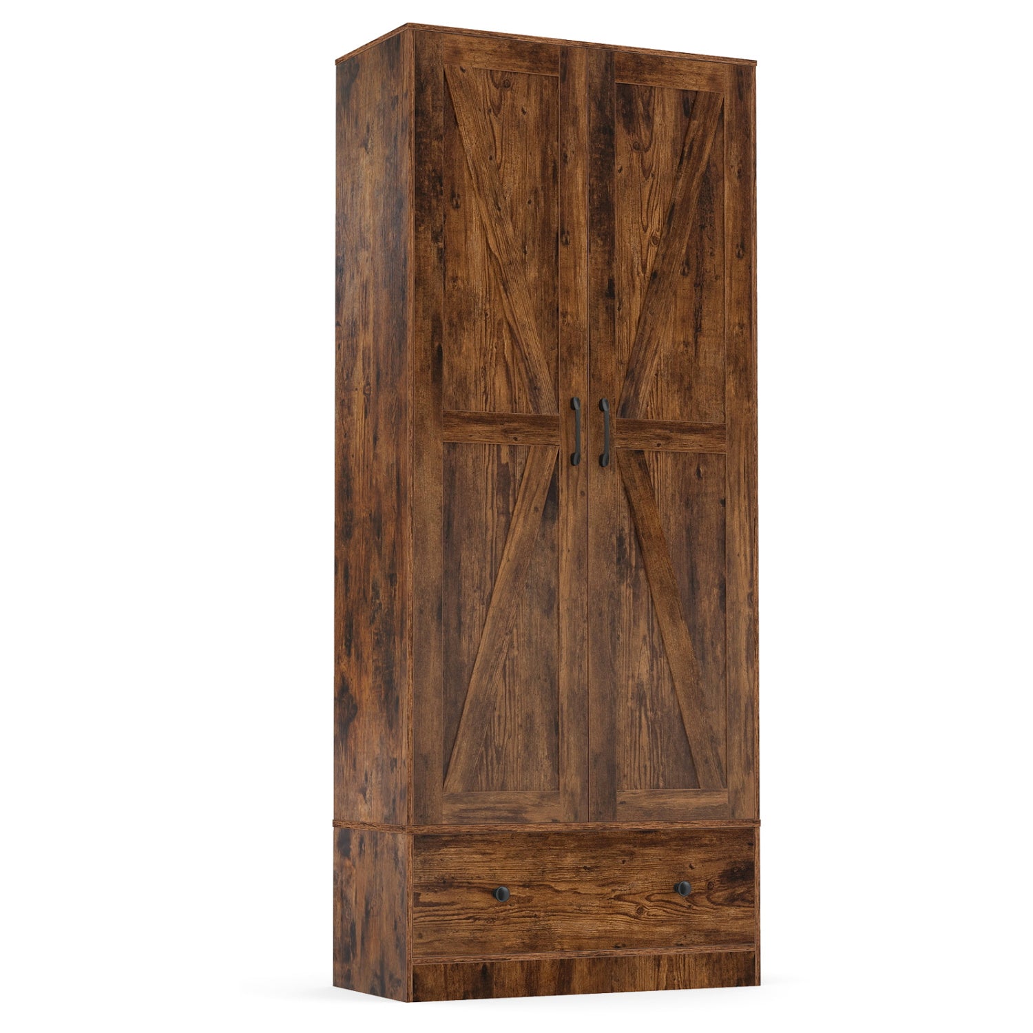 72 Inch Tall Kitchen Pantry Cabinet, Farmhouse Wooden Cupboard, 2 Doors, Brown Sideboards Cabinets & Buffets Rustic Brown at Gallery Canada