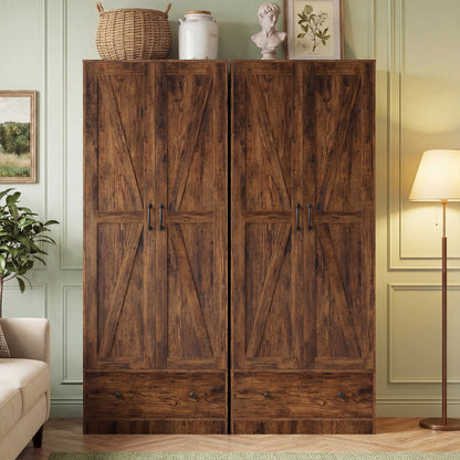 72 Inch Tall Kitchen Pantry Cabinet, Farmhouse Wooden Cupboard, 2 Doors, Brown Sideboards Cabinets & Buffets at Gallery Canada
