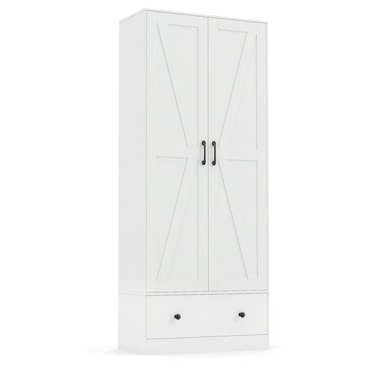 72 Inch Kitchen Pantry Cabinet, 2 Doors, Farmhouse Wooden Cupboard, White Sideboards Cabinets & Buffets White at Gallery Canada