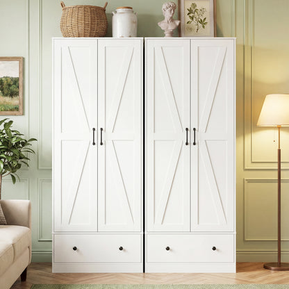 72 Inch Kitchen Pantry Cabinet, 2 Doors, Farmhouse Wooden Cupboard, White Sideboards Cabinets & Buffets at Gallery Canada