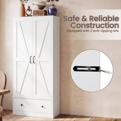 72 Inch Kitchen Pantry Cabinet, 2 Doors, Farmhouse Wooden Cupboard, White Sideboards Cabinets & Buffets at Gallery Canada