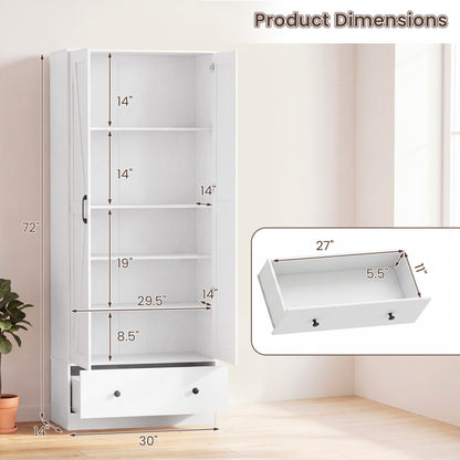 72 Inch Kitchen Pantry Cabinet, 2 Doors, Farmhouse Wooden Cupboard, White Sideboards Cabinets & Buffets at Gallery Canada
