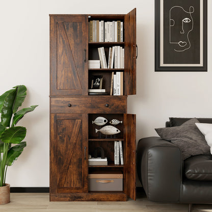 72 Inch Tall Modern Farmhouse Cupboard Cabinet with 4 Barn Doors, Coffee Clothing & Closet Storage at Gallery Canada