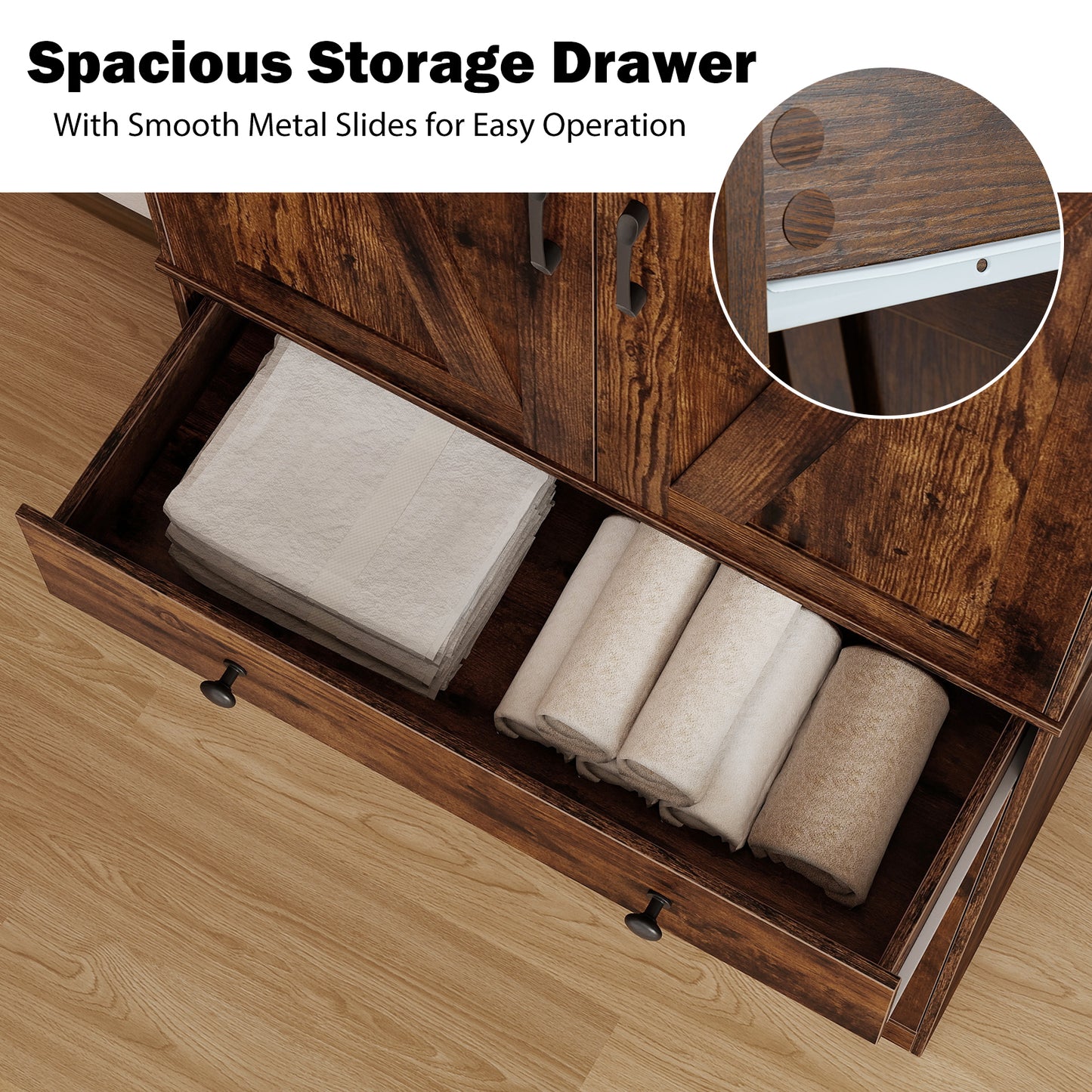 72 Inch Tall Modern Farmhouse Cupboard Cabinet with 4 Barn Doors, Coffee Clothing & Closet Storage at Gallery Canada