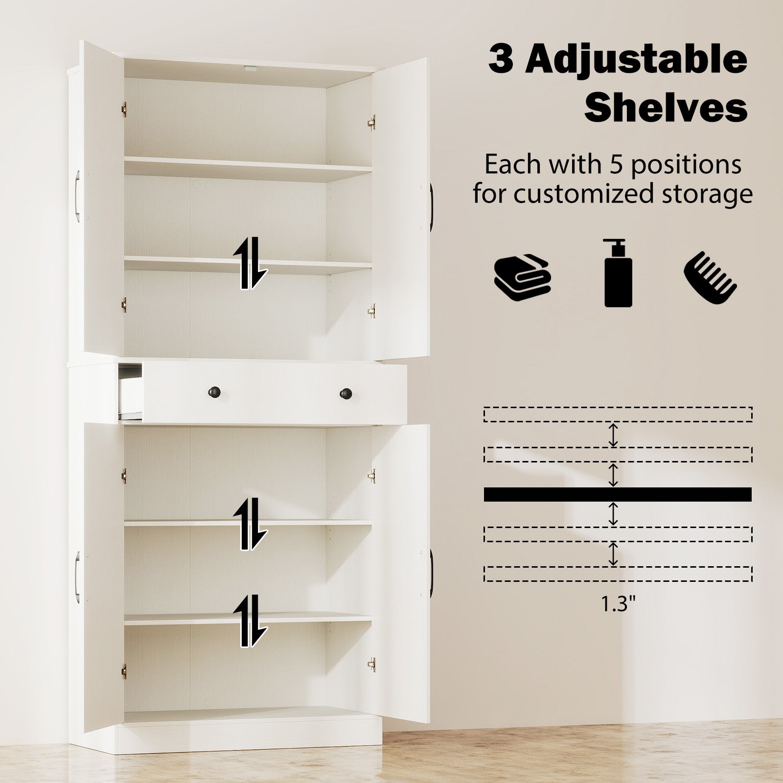 72 Inch Tall Modern Farmhouse Cupboard Cabinet with 4 Barn Doors, White Clothing & Closet Storage at Gallery Canada