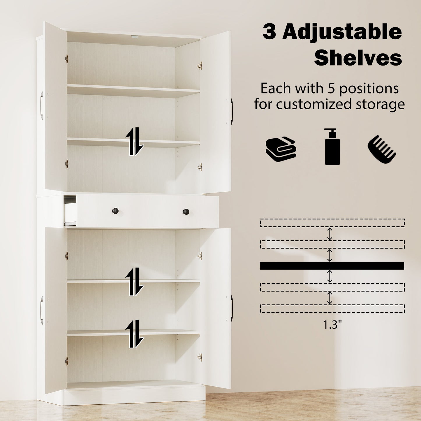 72 Inch Tall Modern Farmhouse Cupboard Cabinet with 4 Barn Doors, White Clothing & Closet Storage at Gallery Canada