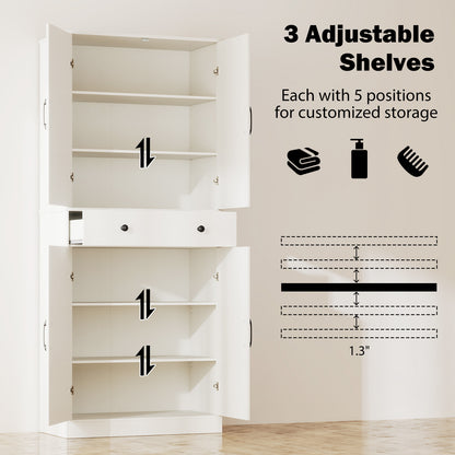 72 Inch Tall Modern Farmhouse Cupboard Cabinet with 4 Barn Doors, White Clothing & Closet Storage at Gallery Canada