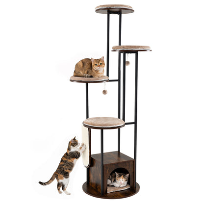 72-Inch Multi-Level Cat Condo, Removable Mats, Rustic Brown Cat Trees Condos & Scratchers Rustic Brown at Gallery Canada