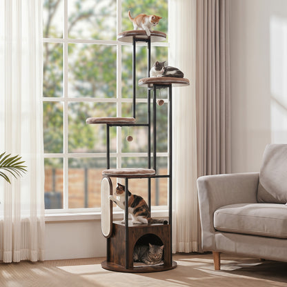 72-Inch Multi-Level Cat Condo, Removable Mats, Rustic Brown Cat Trees Condos & Scratchers at Gallery Canada