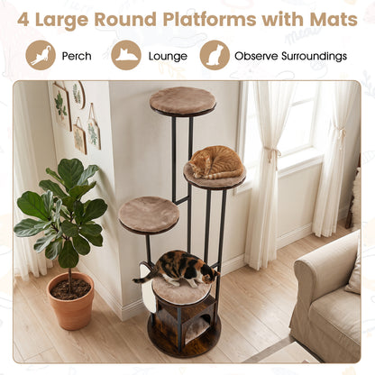 72-Inch Multi-Level Cat Condo, Removable Mats, Rustic Brown Cat Trees Condos & Scratchers at Gallery Canada