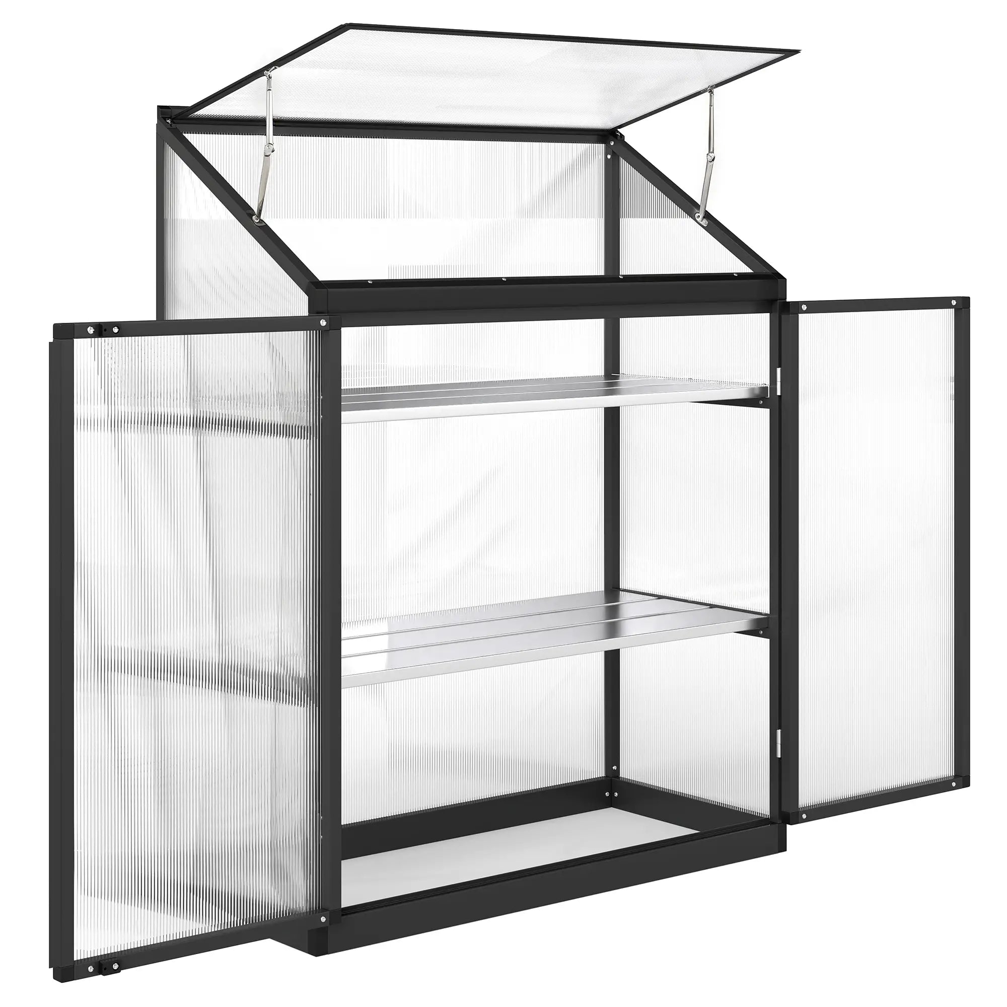 Polycarbonate Greenhouse With 2-Tier Shelves, Black Cold Frame Greenhouses at Gallery Canada