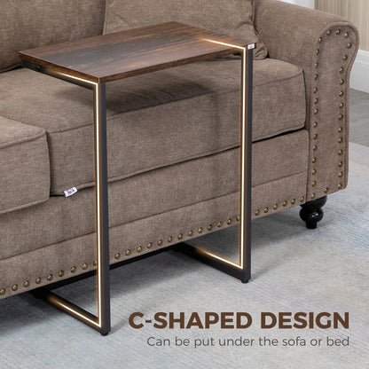 Nesting End Tables Set of 3, Industrial C-Shaped Side Table, Rustic Brown, Brown Side Tables at Gallery Canada