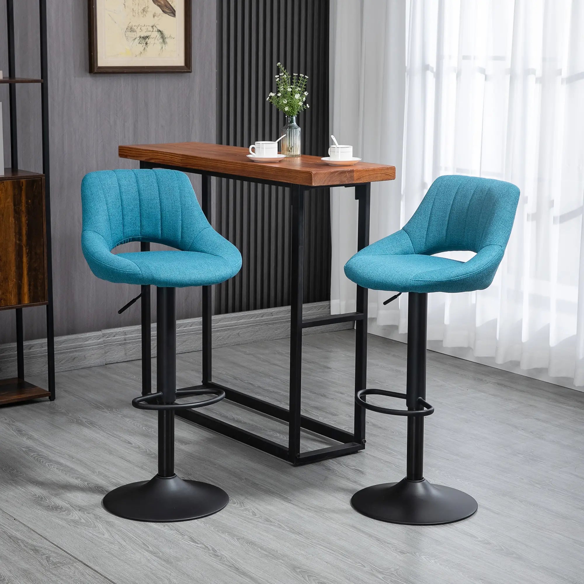 Swivel Counter Height Bar Stools Set of 2, Adjustable Height, Blue Bar Stools at Gallery Canada