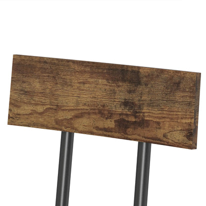 Bar Table Set, 4 PU Cushioned Barstools, Rustic Brown