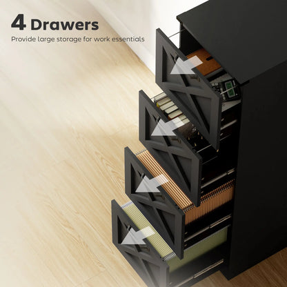 4-Drawer File Cabinet, Vertical Farmhouse, Fits A4, Black Office Cabinets & Cupboards at Gallery Canada
