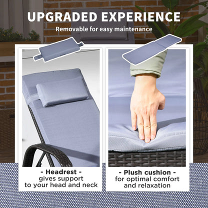 Outdoor Lounger, Deck Lounge Chair, 5-Level Adjustable, Silver Grey, Deep Coffee Chaise Loungers at Gallery Canada