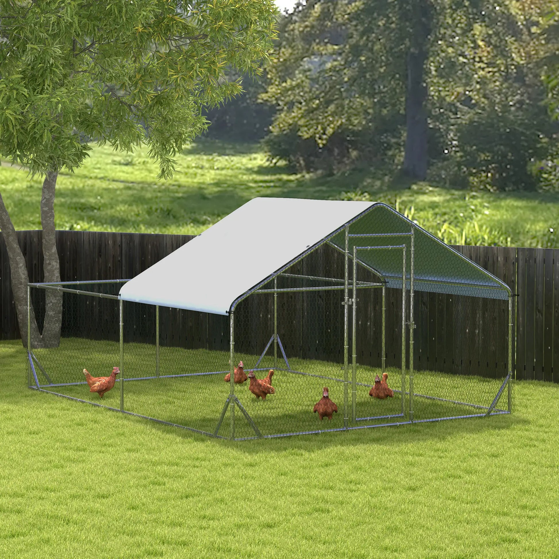 Large Metal Chicken Coop, Walk-in Poultry Cage, 13.1' x 9.8' x 6.4' Chicken Coops at Gallery Canada