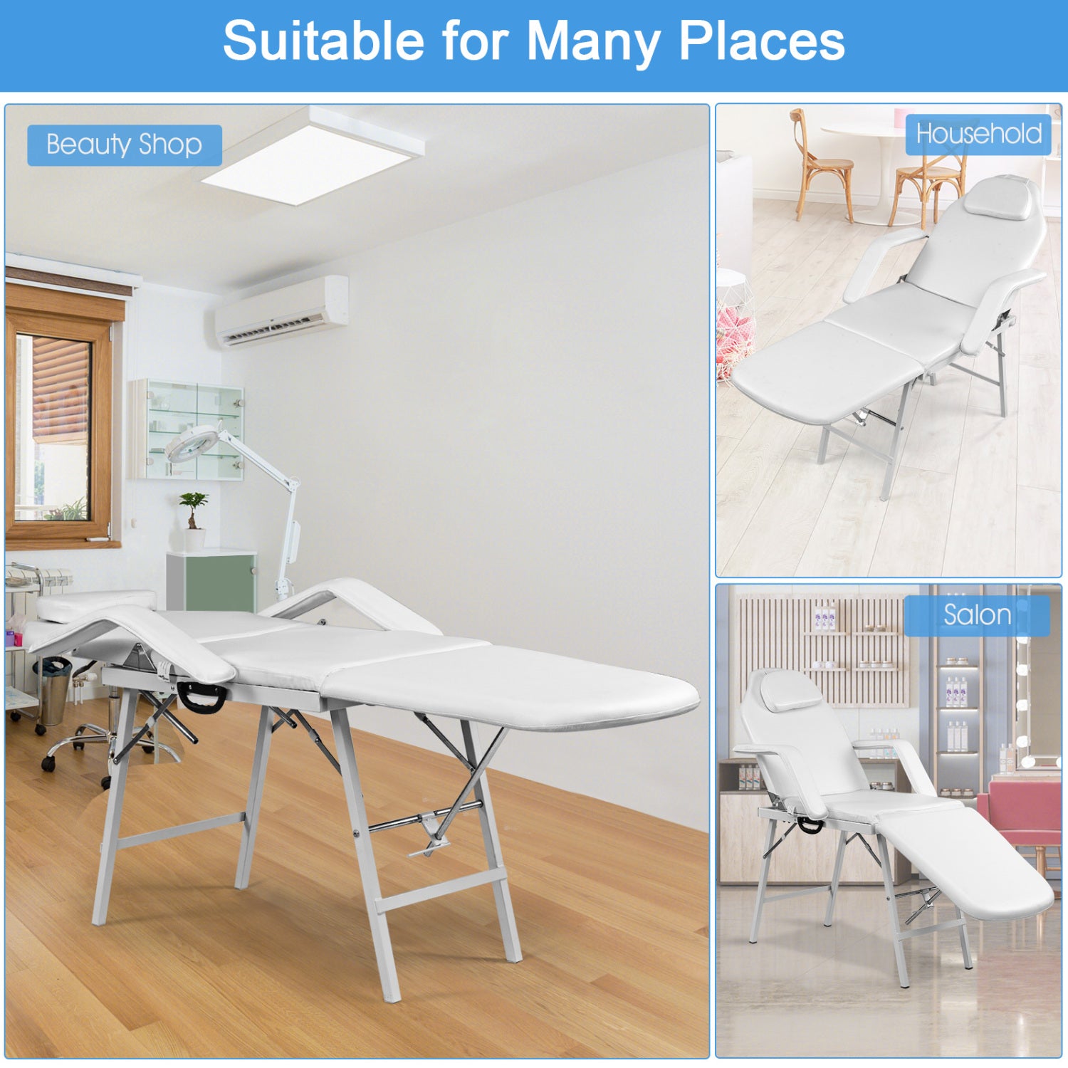 73 Inch Adjustable Massage Table, Backrest, Footrest Spa & Salon at Gallery Canada