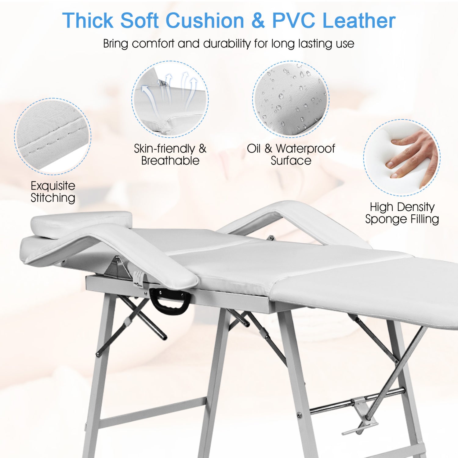73 Inch Adjustable Massage Table, Backrest, Footrest Spa & Salon at Gallery Canada