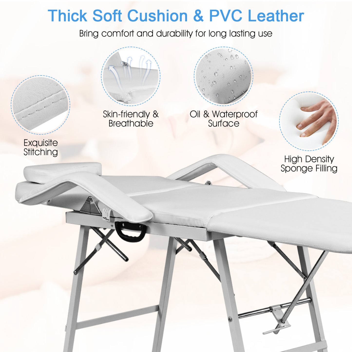 73 Inch Adjustable Massage Table, Backrest, Footrest Spa & Salon at Gallery Canada