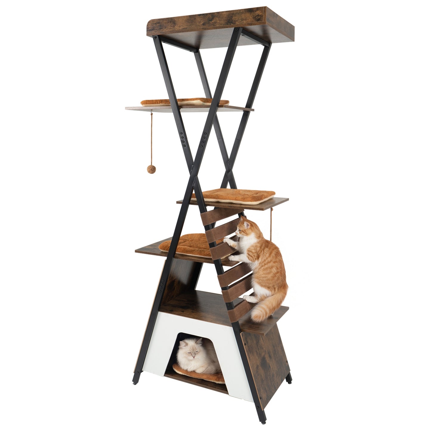 73 Inch Multi-Level Cat Tree, Elevated Perch, Large Condo, Brown Cat Trees Condos & Scratchers at Gallery Canada