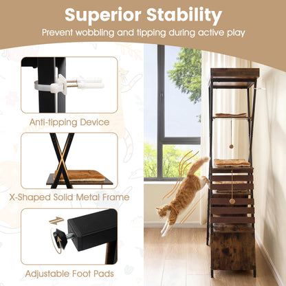 73 Inch Multi-Level Cat Tree, Elevated Perch, Large Condo, Brown Cat Trees Condos & Scratchers at Gallery Canada