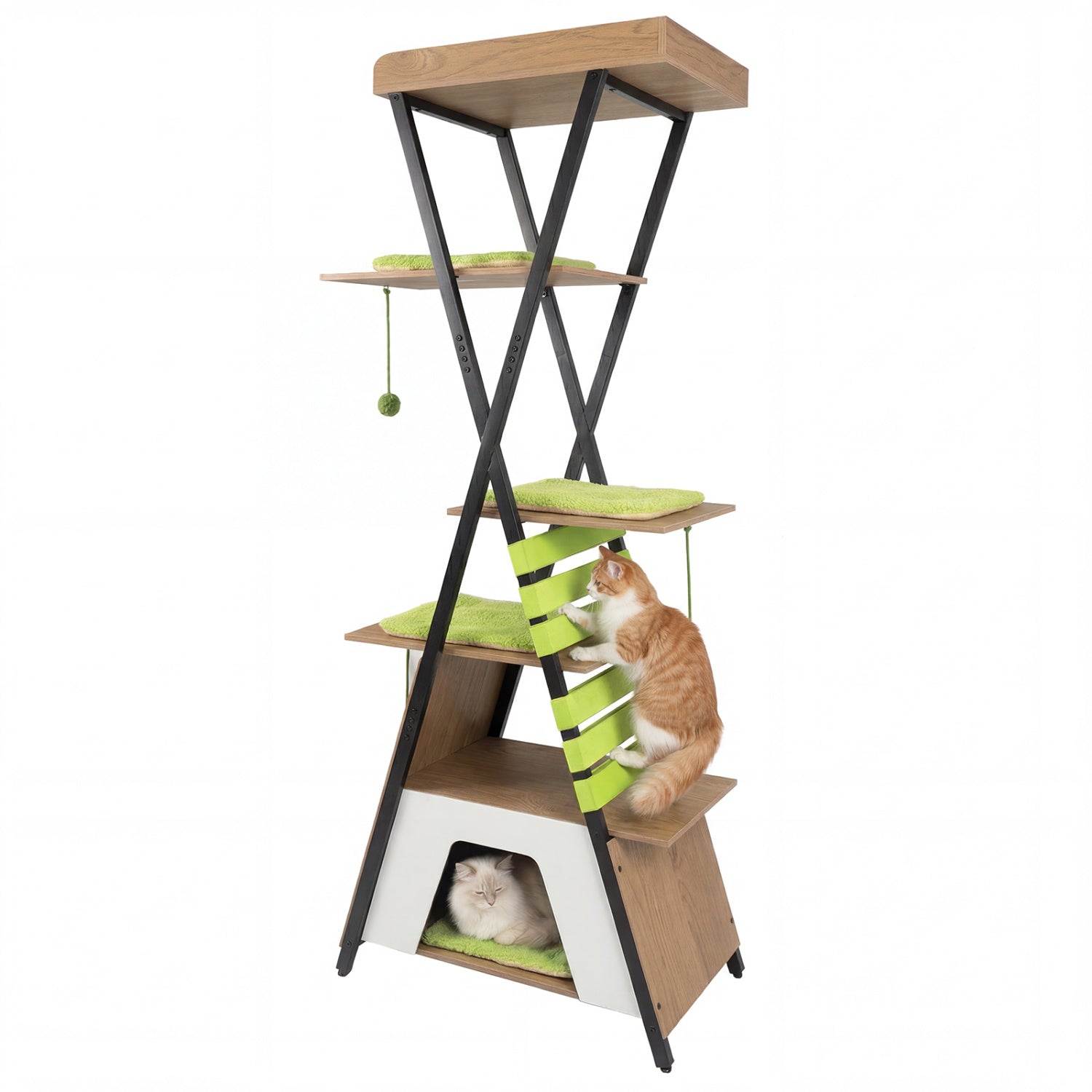 73 Inch Multi-Level Cat Tree, Elevated Perch, Large Condo, Green Cat Trees Condos & Scratchers Green at Gallery Canada