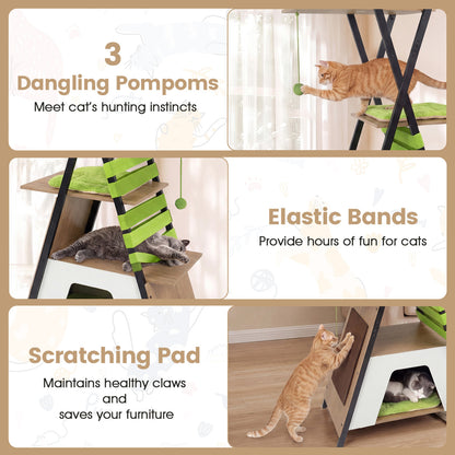 73 Inch Multi-Level Cat Tree, Elevated Perch, Large Condo, Green Cat Trees Condos & Scratchers at Gallery Canada