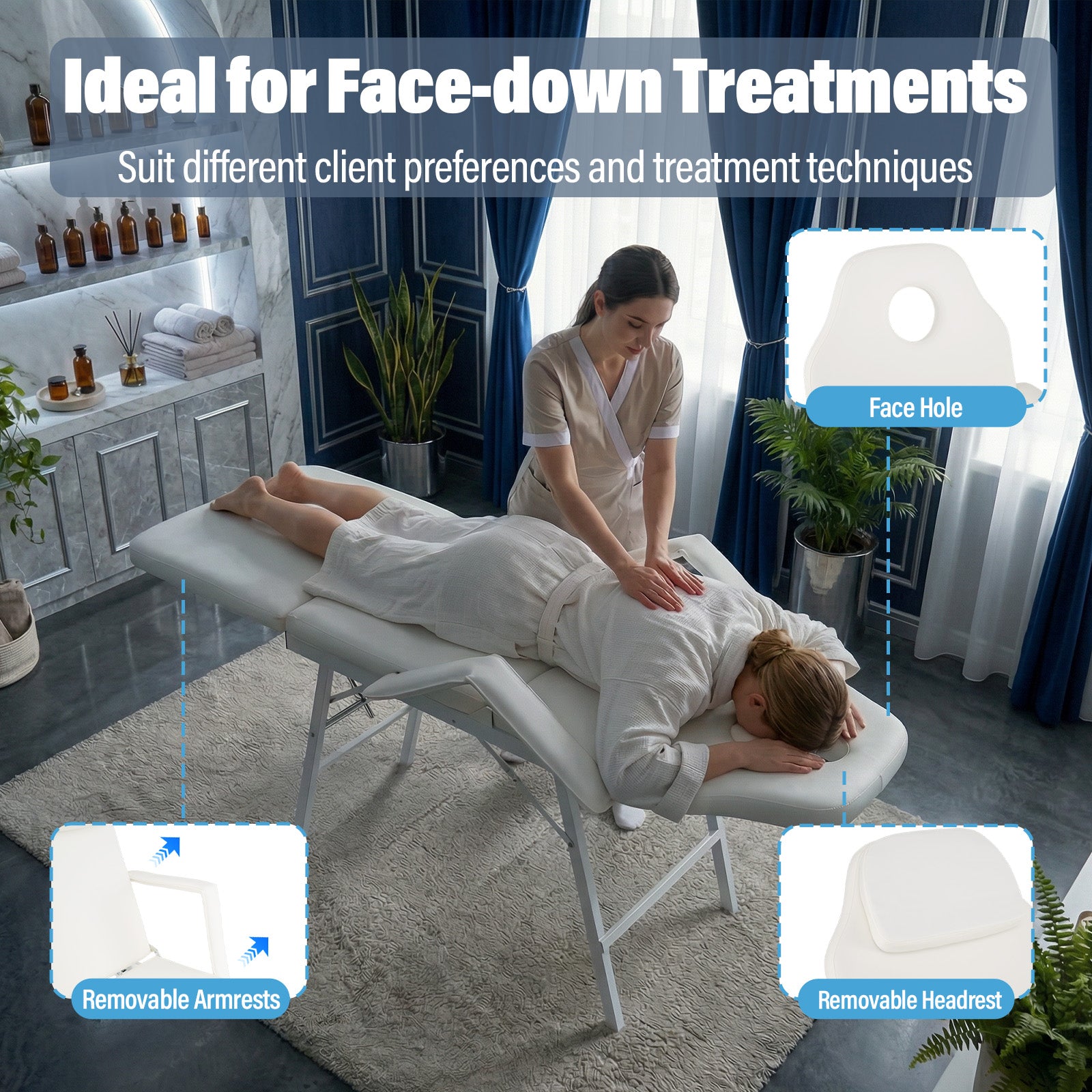 73 Inch Portable Tattoo Salon Facial Bed Massage Table, White Spa & Salon at Gallery Canada