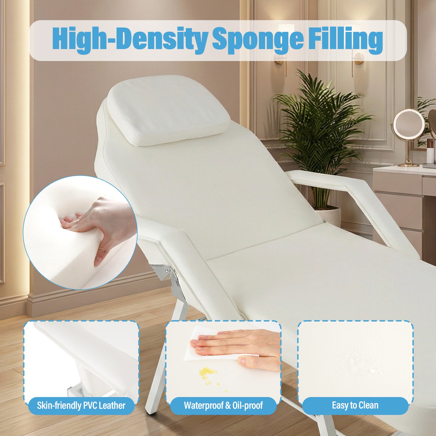 73 Inch Portable Tattoo Salon Facial Bed Massage Table, White Spa & Salon at Gallery Canada