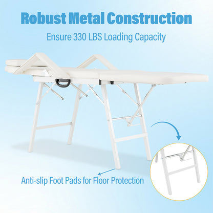 73 Inch Portable Tattoo Salon Facial Bed Massage Table, White Spa & Salon at Gallery Canada